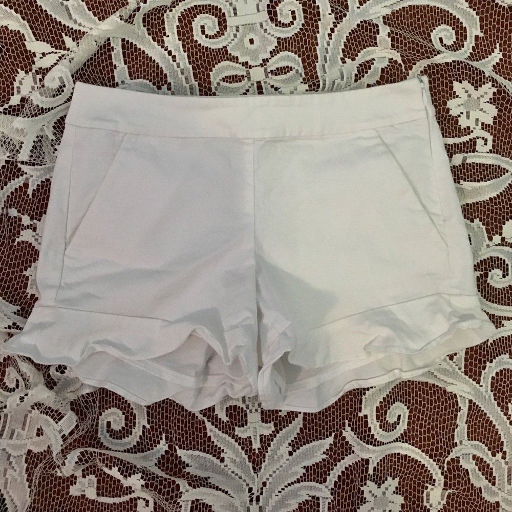 •LOFT• white ruffled shorts